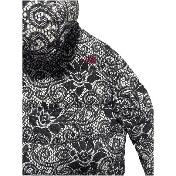 The North Face Jacket Girls XL 18 Hooded Down Puffer Lace Print - Picture 8 of 12
